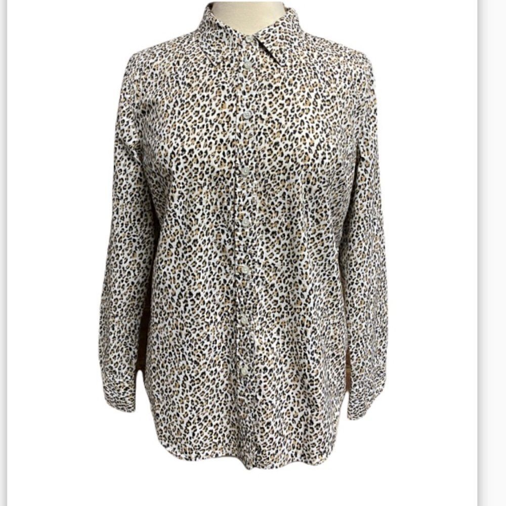 Talbots Cheetah Print Button Down Blouse